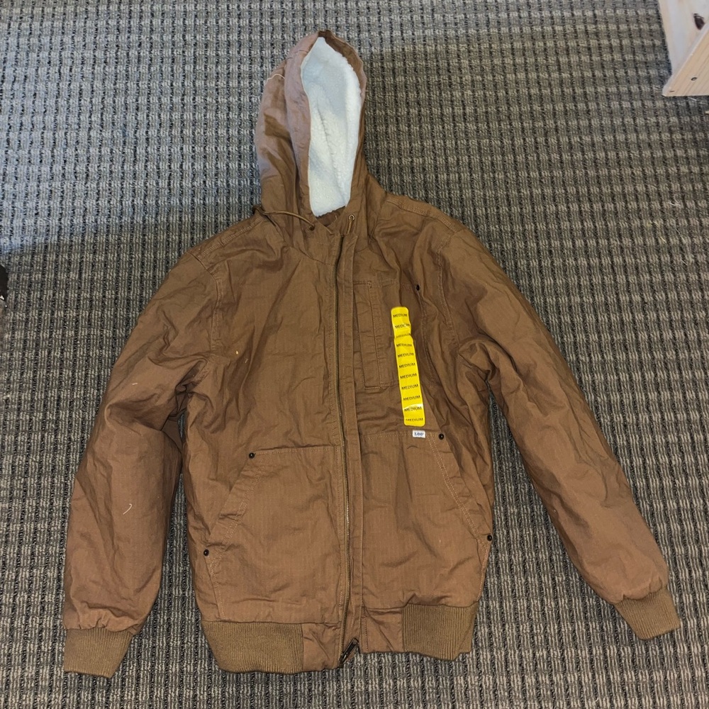 Lee Men's Brown Hooded Puffer Jacket